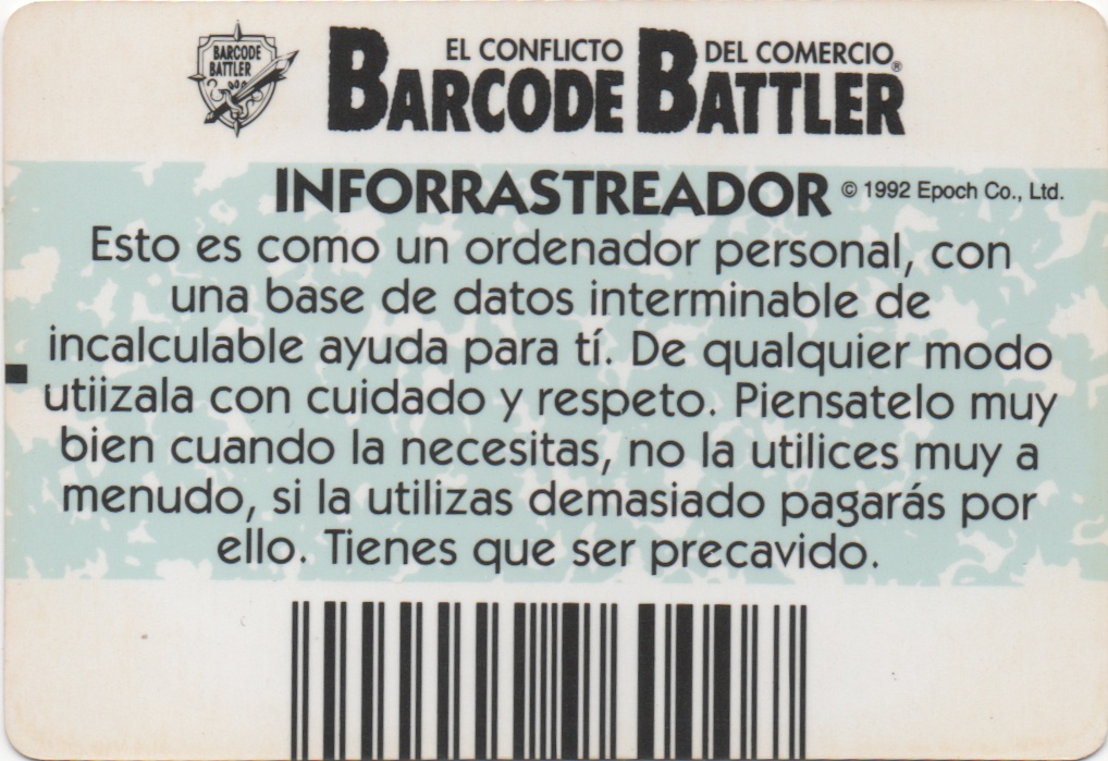 INFORRASTREADOR backside card