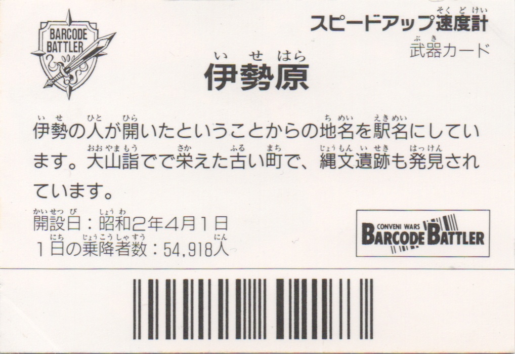 スピードアップ速度計 backside card