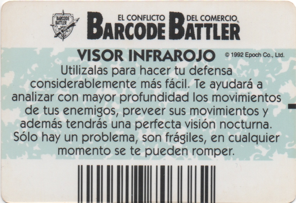 VISOR INFRAROJO backside card